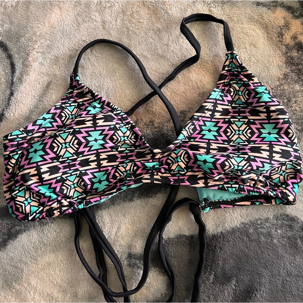 Aztec print swim top
